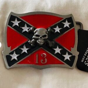 Rebel skull confederate flag belt buckle